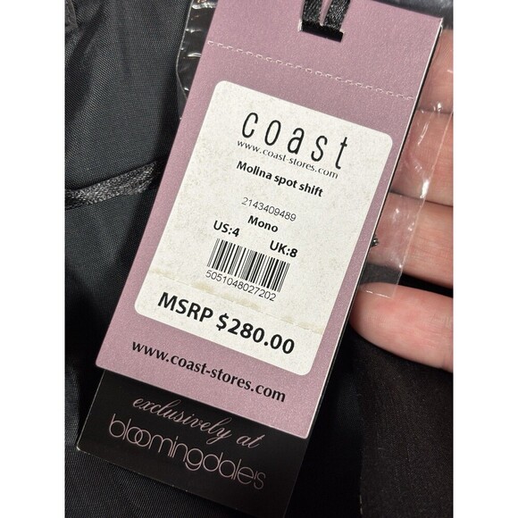 Coast Bloomingdales Mollina Spot Shift Dress Black White Polka Dots 4 Linen Silk - Picture 4 of 16